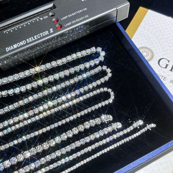 Nuovi prodotti di vendita a caldo 3 mm 4 mm 5 mm 6 mm Bling Diamond VVS Set di gioielli a catena da tennis Moissanite