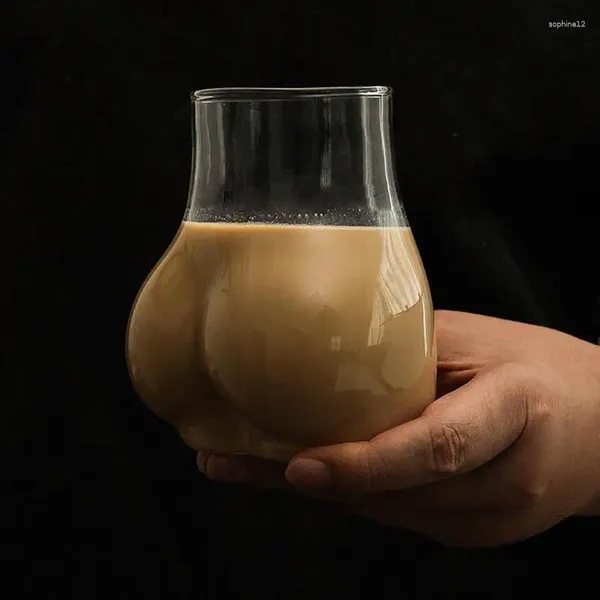 Bicchieri da vino Vetro creativo Tazza da culo Gusto di latte BuBody Forma Bella tazza Maniglia Design Desktop Storage Decorazione domestica Forniture da cucina