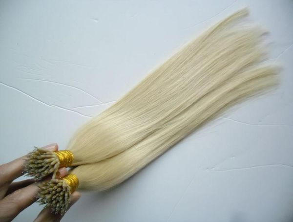613 светлые девственные волосы Micro Nano Loop Ring Hair 100 г 7a 100 Remy Hair Прямые микробусины для наращивания 100 шт. Нано кольца Бусины7458494