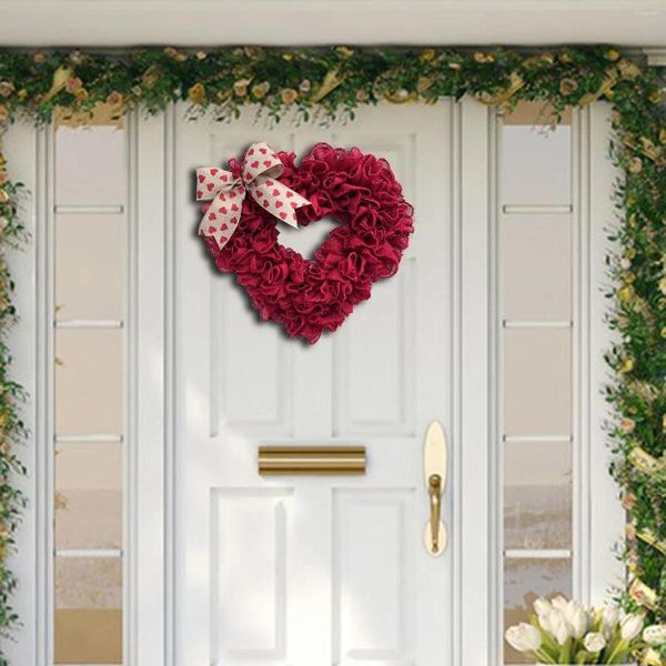 Fiori decorativi 40 cm Ghirlanda di San Valentino Porta appesa Ghirlande a forma di cuore Ornamenti per l'arredamento del festival di celebrazione del giardino delle vacanze