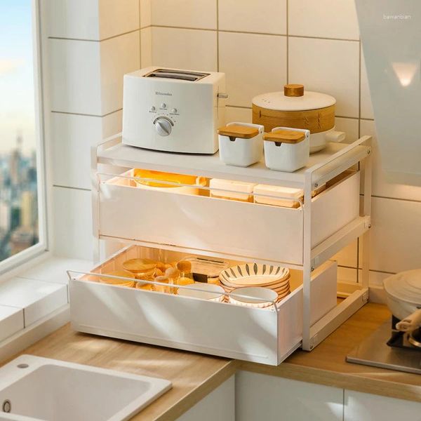 Deposito cucina scaffale multifunzionale con cassetti mobile tavolo a strati per lavello a strati per la casa