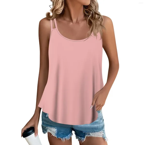 Mulheres camisetas moda casual impresso colete u-pescoço sem mangas suspensórios top mulheres blusa 2024 camisa para roupas y2k