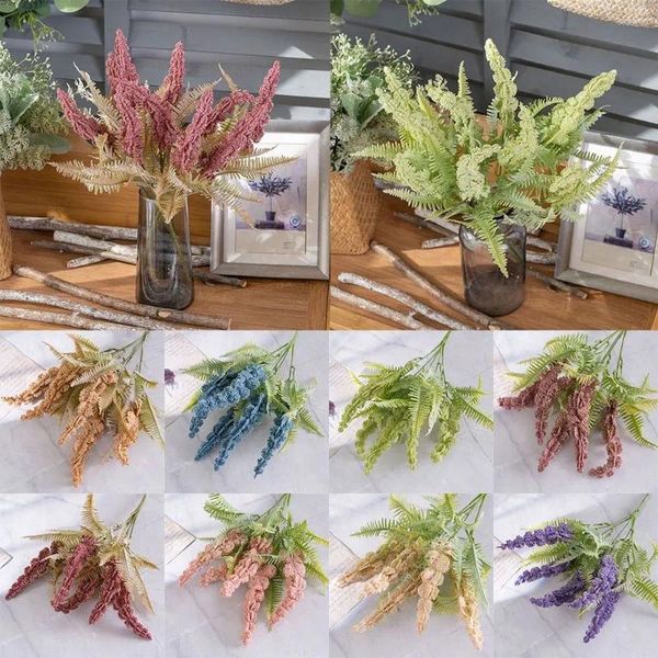 Flores decorativas multicoloridas artificial diy ornamentos de mesa simulação crisântemo po adereços fontes de festa lifelike douglas spiraea