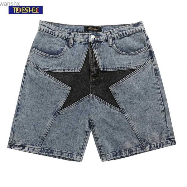 Herren Shorts 2022 Herren Jeans Designer Pentagramm Patch Arbeit Denim Shorts American Shorts Herren Hip Hop Street Kleidung Herren Street Kleidung 2404