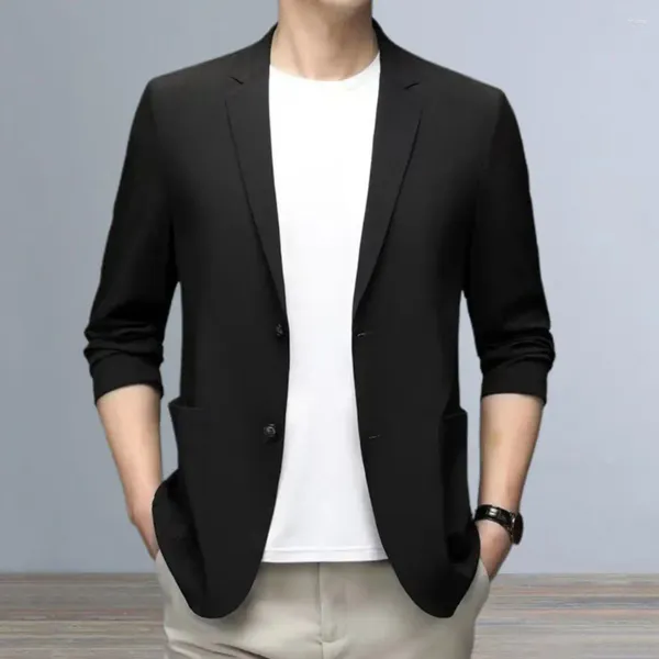 Jaquetas masculinas homens terno leve casaco elegante lapela negócios para jaqueta de verão formal com botões duplos elegante cor sólida