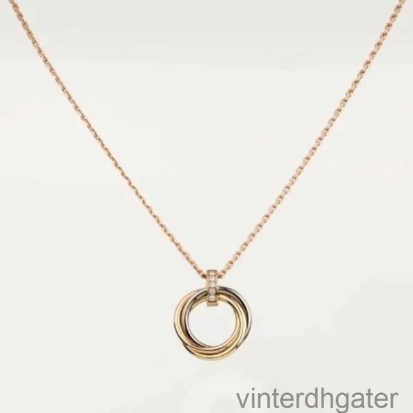 Top Luxury Fine Fine Original 1to1 Collana designer per donne Carter Stranty Long Choker Necklace per donne Collana a tre anelli Womens Diamonds Simple Diamonds Ciondolo