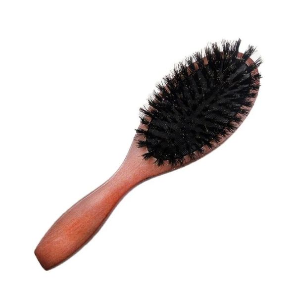 2024 Naturschwein Borste Haarbürste Massage Kamm Antistatik Haar Kopfhautpaddelbürste Buchen Holzgriff Haarbürste Kammstyling-Werkzeug