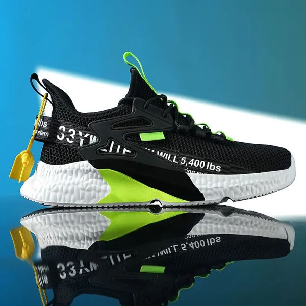 Boots New Sneakers Sneakers Shoes Casual Fashion Running Elastic Leisure Mesh ao ar livre Esportes de verão Tennis Homem Caminhando 2023 Tamanho