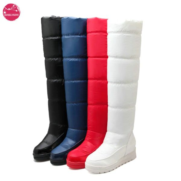 Stiefel Damen über knieleuer Winter warm warm Schneestiefel Plüscht