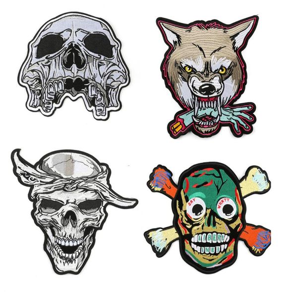 Remendo de caveira punk, remendo de ferro em roupas, remendos bordados para roupas, emblemas de garrafa de combustível, aplique remendo punk patch1043050