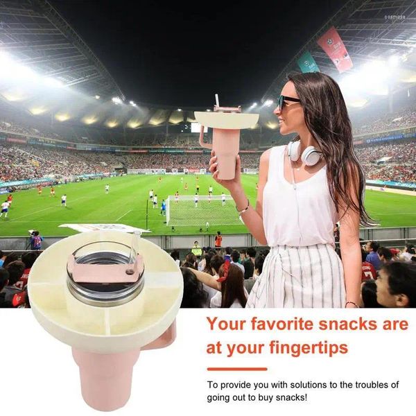 Tazze Piattini Bicchiere in silicone Ciotola per snack Contenitore per cibo diviso Piatto rotante Tazza da stadio per cinema all'aperto Picnic Road Trip