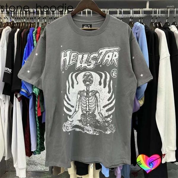 Hellstar camisa masculina camisetas de manga curta designer camiseta solta e respirável rua na moda hellstar marca feminina algodão gráfico impresso hellstar camisa tee 6202