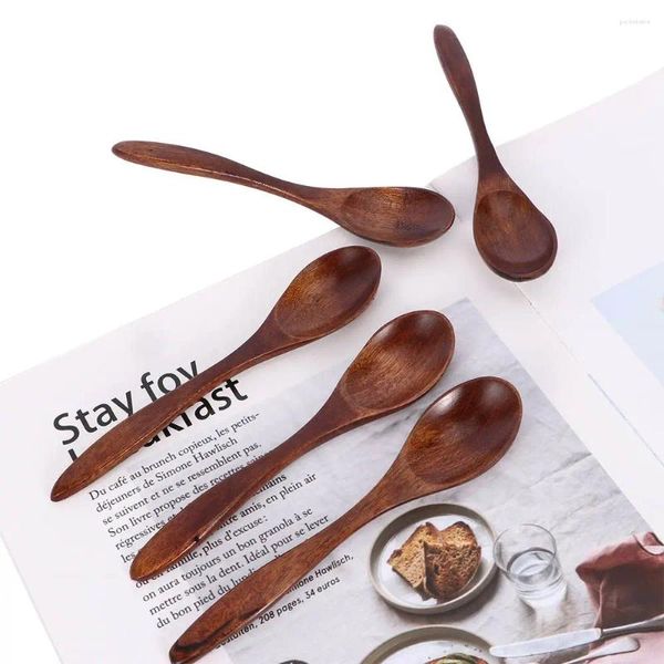 Löffel 5 stücke Praktische Japanische Stil Massivholz Scoop Langlebig Holz Kaffee Besteck Vintage Praktische Küche Werkzeuge Großhandel