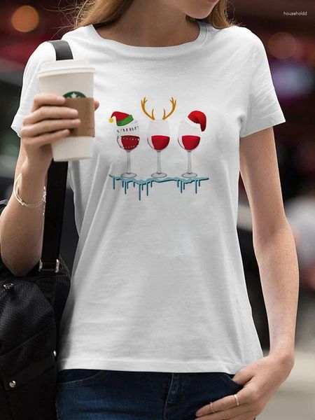 Magliette da donna Cartoon Dolce Abbigliamento invernale Maglietta da donna di buon Natale Stampa Top Tee Lady T-shirt Top T-shirt Anno Grafica femminile