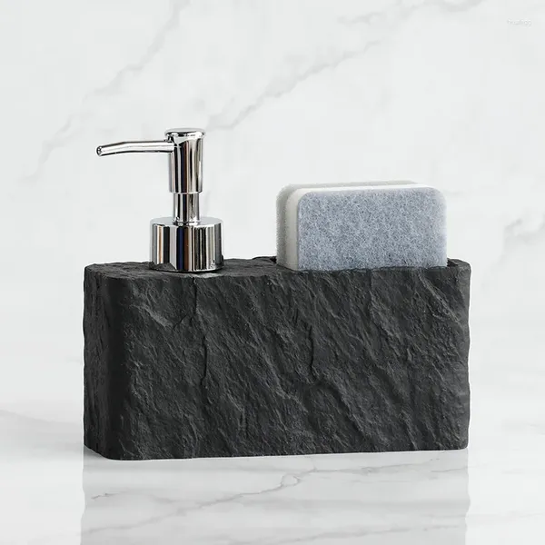 Dispenser di sapone liquido Accessori da cucina Lavandino del bagno Pompa a sfera in spugna Bottiglia Lozione in resina con motivo nero artificiale