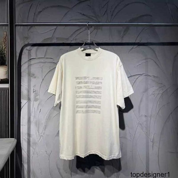 Designer B Home Paris 24ss Note musicali corrette di alta qualità T-shirt a maniche corte lavata e usurata alla moda OL unisex 5X6L