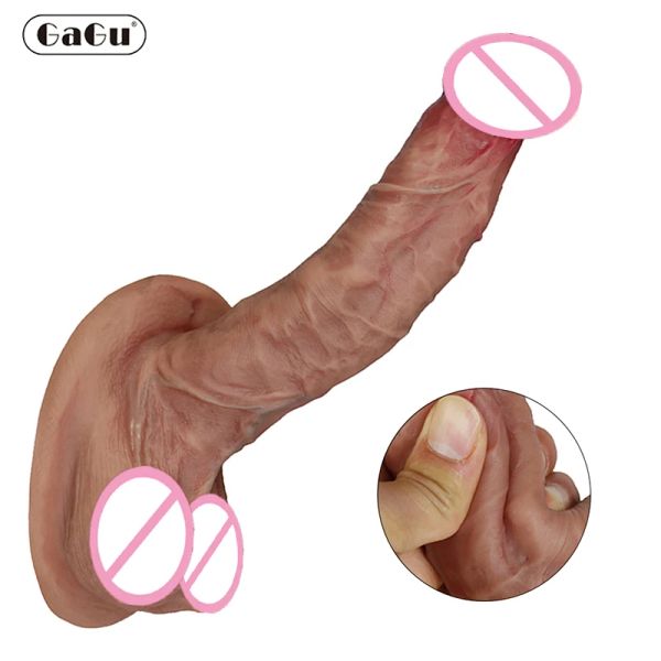 Giocattoli Realistici Trucco Dildo Silicone di qualità Big Gag Giocattoli del sesso anale per le donne Strapon Lesbiche Orgasmo della vagina Masturbazione