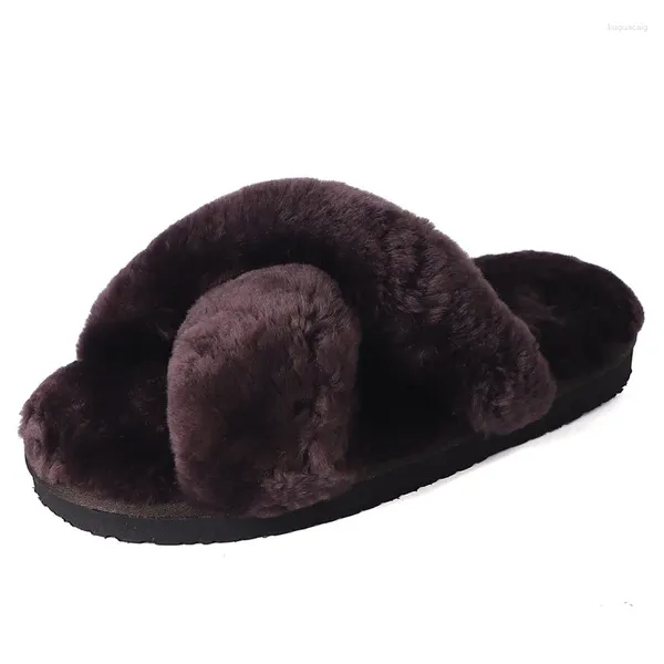 Slippers outono inverno confortável feminino quente vestindo dedo redondo de pé baixo