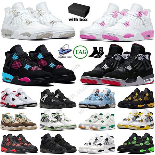 4S Männer Frauen Basketballschuhe 4 Bred Military Black Cat Pine Green Pink Blue Thunder White Oreo Midnight Navy Sail Infrarot Fire Red Herren Sport DHgate Sneakers