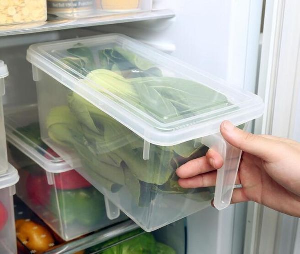 Пластиковый ящик для хранения холодильника большой емкости с ручкой, прозрачный квадратный универсальный витрина, органайзер для ювелирных изделий, коробки1150069