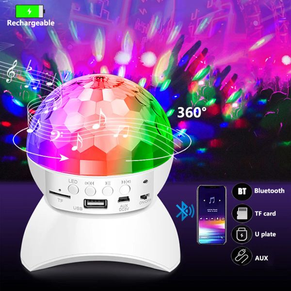 Altoparlanti Altoparlanti DJ Palla da discoteca Musica Bluetooth senza fili Luce da palco rotante Proiettore laser stroboscopico Rgb Luce da festa ricaricabile