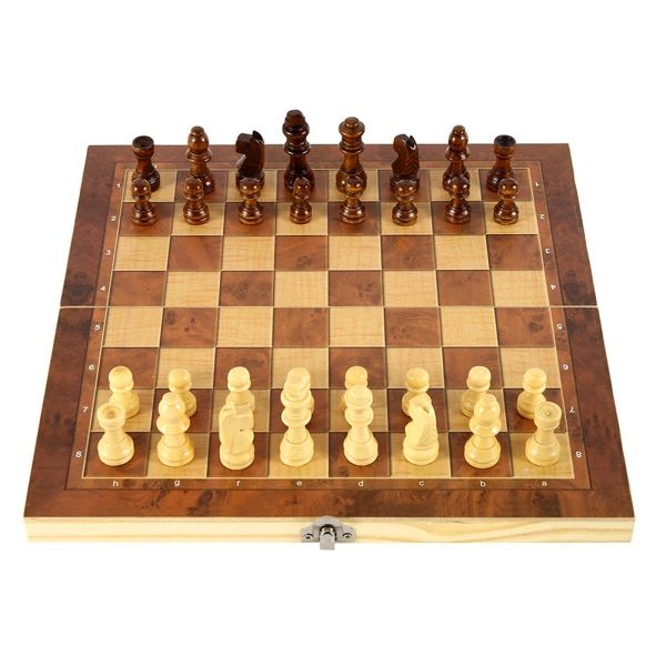 Spiele Schachspiele 3 in 1 Schachprüfern Backgammon Set Wooden Classic Classic Schachstücken Brettspiel für Familienfreunde Erwachsene 23062