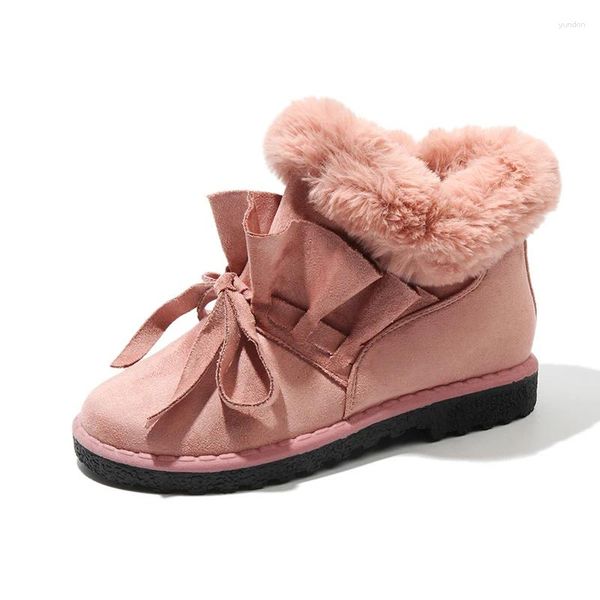 Scarpe da passeggio Stile dolce Donna Sneakers alte in peluche calde Gioventù Sport all'aria aperta Ragazze Appartamenti invernali Scarpe da neve Femmes