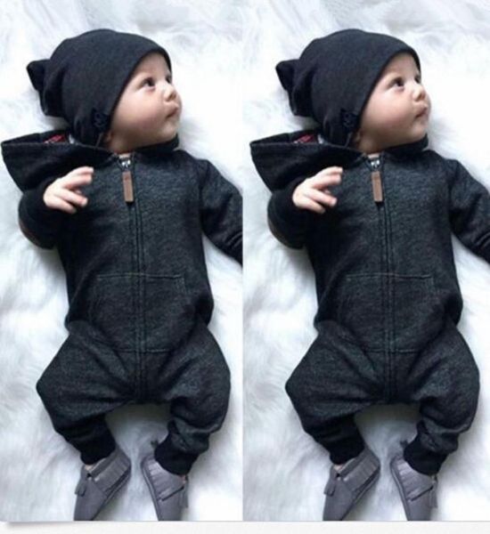 Kinder Baumwolle Kleidung Baby Reißverschluss Mit Kapuze Strampler Kleinkind Mädchen Langarm Overalls Säugling Jungen Designer Onesies Outdoor Ches1035536