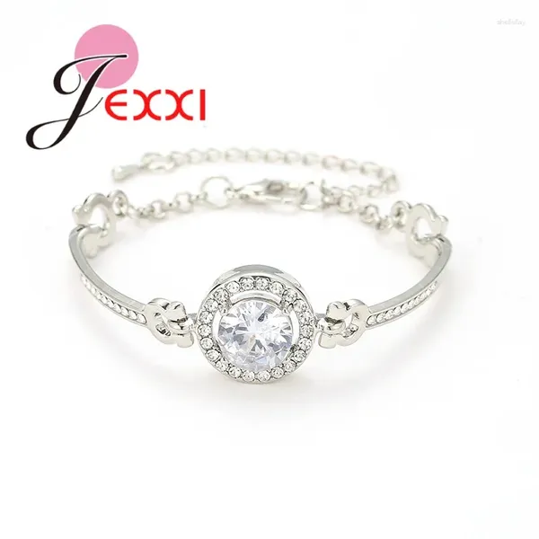 Charme Pulseiras Flamboyant Lindo 925 Sterling Silver Pulseira Bangles para Mulheres Senhoras Top Quality Aniversário Presentes de Casamento Brilhante CZ