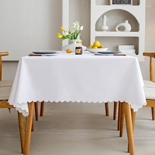 Toalha de mesa para festa, branca, à prova d'água, algodão, linho, casamento, banquete, roupas, vendas diretas, decoração de casa, borda ondulada