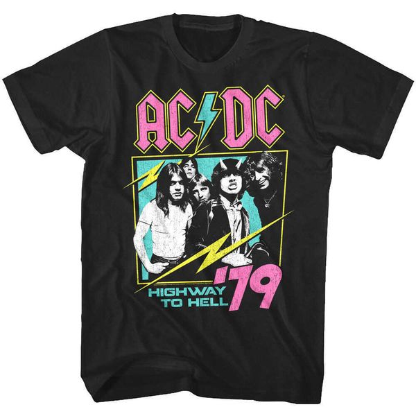 Acdc Neon Highway 1979 Camiseta Metal Rock Band to Hell Camiseta de manga curtan5po02i3T53GBQFP
