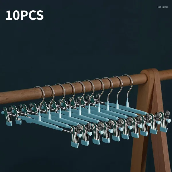 Cabides 10pcs Calças Calças Organizador Não-Slip Aço Inoxidável Cabide Clipe Gabinete Economia de Espaço Secagem Rack Meia