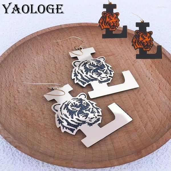 Brincos pendurados YAOLOGE acrílico letra L joias personalizadas simples e exageradas 2024 série animal presentes de leão