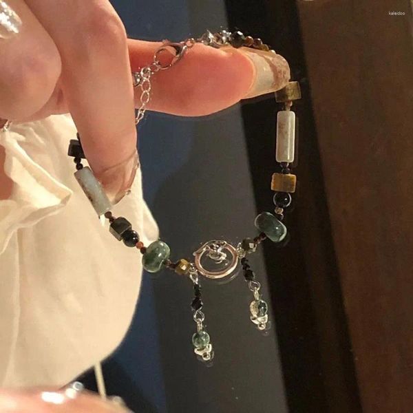 Braccialetti con ciondoli Anello Accessori per gioielli semplici Regalo Bracciale in pietra naturale Girocollo in stile cinese Giada da donna