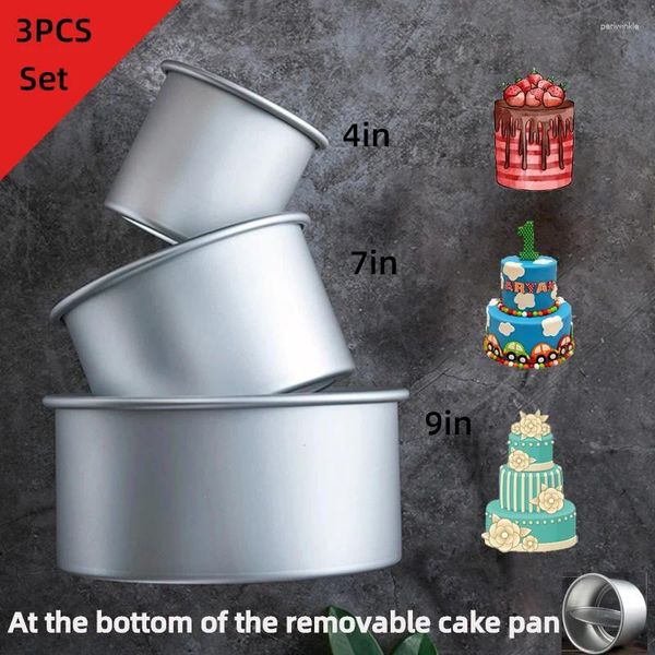 Формы для выпечки, 3 шт./компл., высокая шифоновая форма для торта, углубленный анод, форма с живым дном, инструмент для домашней духовки, цилиндрический противень, инструменты для выпечки
