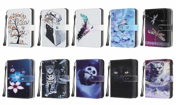 Custodie a portafoglio in pelle con stampa di moda per Iphone 14 Pro Max 13 Mini 12 11 XS XR X 8 7 6 Fiore Cartoon Leopard Panda Panda Lupo Farfalla F8755231