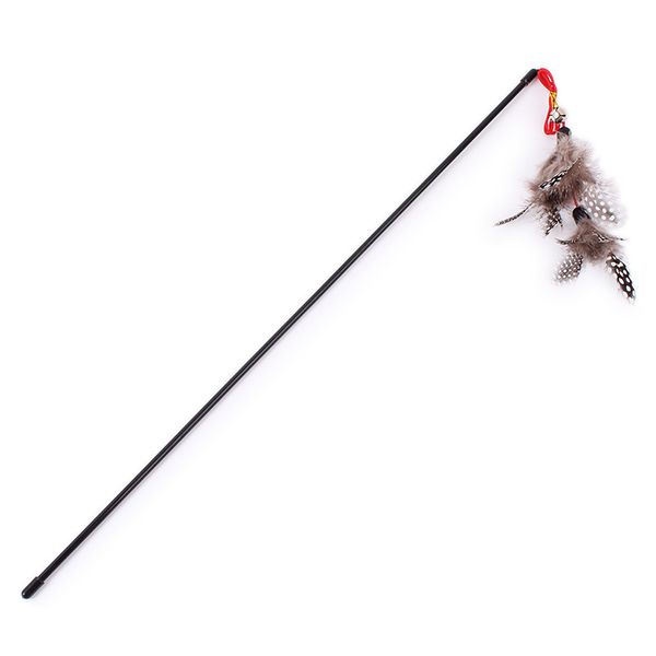 Black Rod Cat Stick Perel Feather dupla camada tandem plástico gato bastão corda vermelha com Bell Cat Toy por atacado