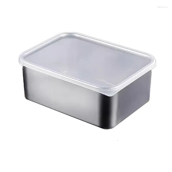 Vorratsflaschen 600 ml Edelstahl Kühlschrank Lebensmittelbox mit Kunststoffdeckel Frischekonservierung Picknick