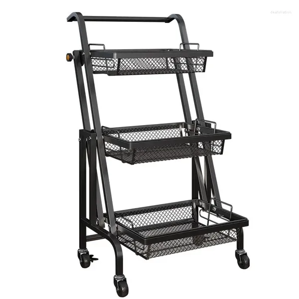 Carrello portaoggetti da cucina Stallo pieghevole parallelo Scaffale portatile Multifunzione Rack Organizer Supporto in metallo Organizzazione