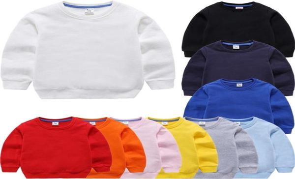 Hoodies das crianças moletons menina crianças branco camiseta algodão pulôver tops para bebês meninos outono roupas de cor sólida 1-9 anos 2101157612110