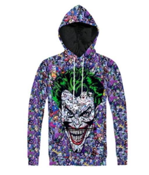 Nova moda casais homens mulheres unissex dc comics cabelo verde coringa impressão 3d hoodies camisola moletom jaqueta pulôver topo t424669848