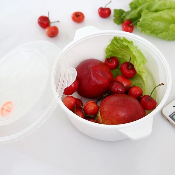 Fábrica de atacado redonda tigela de macarrão instantâneo escritório em casa microondas tigela de ovo cozido no vapor tigela de salada de frutas caixa de armazenamento