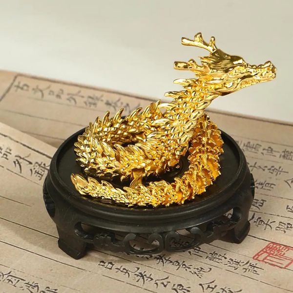 Chinesische Drachenstatue Dragon Skulptur funkelnder chinesischer Drachen Figur lebendiger Farbflexibile für Desktop -Orament 240325