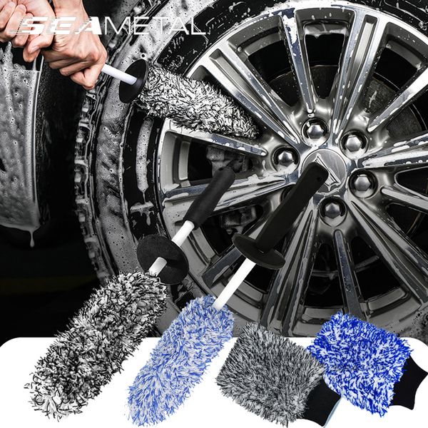 Luvas de limpeza de escova de lavagem de carro de microfibra marinheira Luvas de limpeza de plástico Manças de roda