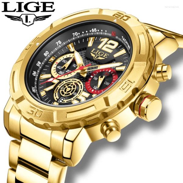 Armbanduhren LIGE 2024 Luxus Quarzuhr für Männer Mode Sport Lume Chronograph Edelstahl Armbanduhr Auto Datum Geschenk Männliche Uhr