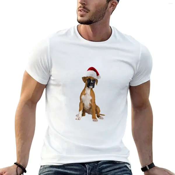 Polos masculinos boxer filhote de cachorro papai noel feliz natal camiseta verão topo personalizado camisetas plus size topos masculino