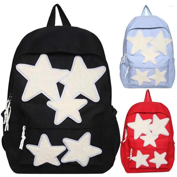 Школьные сумки, женский модный студенческий рюкзак большой емкости со звездами, простая дорожная сумка с регулируемым ремнем для кампуса, уличная сумка