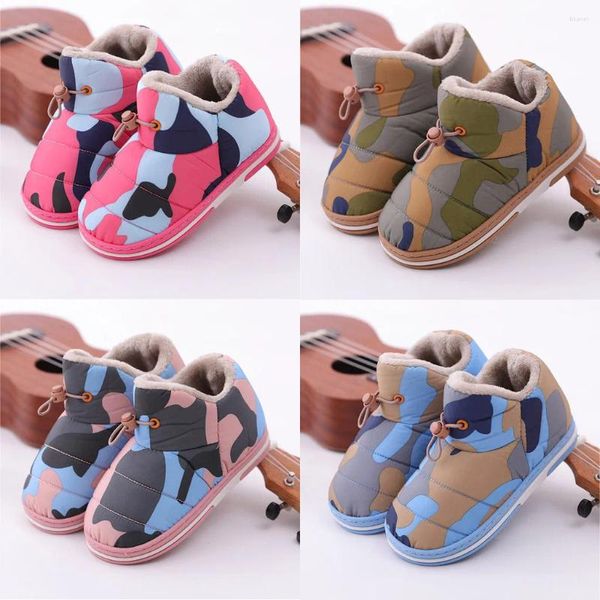 Stiefel Kinder Camouflage wasserdichte leichte Schnee Down Stoff warme Baumwollschuhe gemischte Farben Winter Patch Slip-on Baby