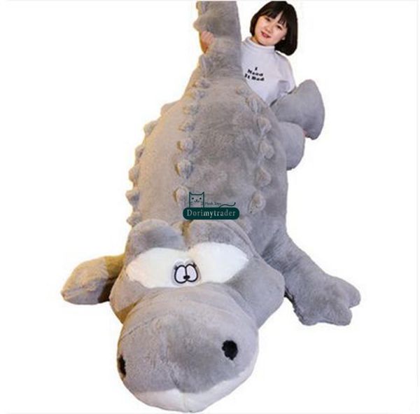 Dorimytrader 200cm enorme bonito simulado animal crocodilo travesseiro de pelúcia almofada grande desenho animado jacaré brinquedo de pelúcia boneca infantil 790394574137