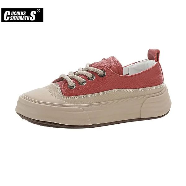 Oxfords CuCulus Sapatos femininos planos 100% autênticos de couro liso de dedão de dedão lacta Sapatos femininos Mulher mocassins calçados femininos